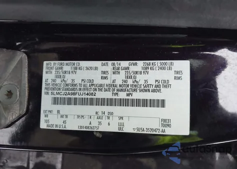 2015 Lincoln Mkc from USA, damaged, VIN 5LMCJ2A98FUJ14082